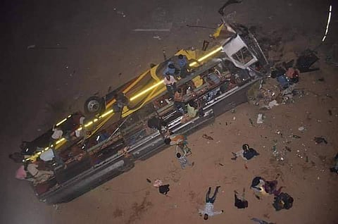 Rescue operations underway after bus falls off bridge into Mahanadi river. | Express Photo Services