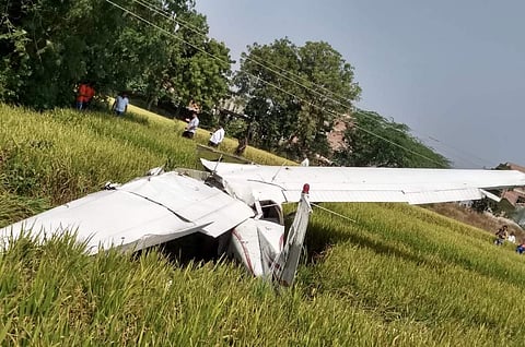 A picture of the aircraft that crashed near Hyderabad (Photo | Twitter)