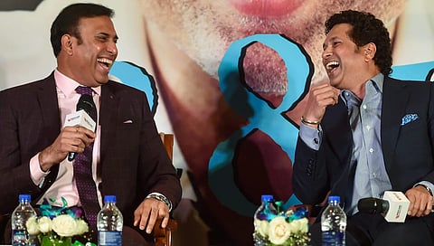 V. V. S. Laxman and Sachin Tendulkar unveil the former's autobiography, 281 and Beyond. (Photo | PTI)