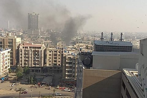 Smoke rising from the areas around the Chinese Consulate in Karachi (Photo | Twitter)