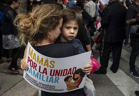 A file image of people taking part in a protest against US immigration policies outside the US embassy in Mexico City on June 21, 2018. (File | AFP)