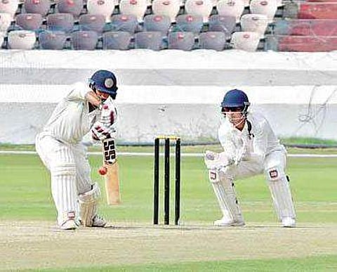 Tanmay Agarwal scored 82 for Hyderabad on the final day | R Satish Babu