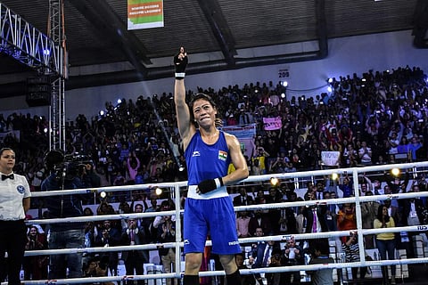 M C Mary Kom won her sixth World Championship boxing gold. (Photo: Twitter / @AIBA_Boxing)