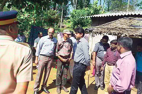 District Collector Mohammed Y Safirulla during a visit to the Ponganchuvadu tribal settlement in Vengoor on Wednesday