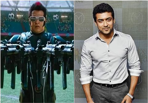Actor Rajinikanth and Suriya (Photo | YouTube and EPS)