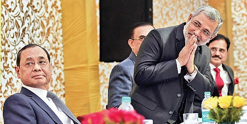 CJI Ranjan Gogoi during Justice Kurian Joseph’s farewell at the Supreme Court on Thursday. | PARVEEN NEGI