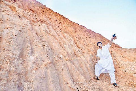 Jana Sena chief Pawan Kalyan at Vanthada mines in Prathipadu mandal of East Godavari district on Sunday I Express