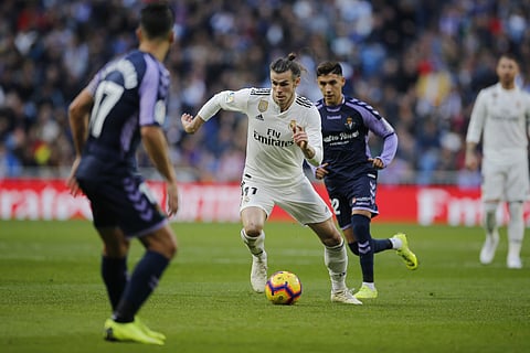 Real Madrid's Gareth Bale controls the ball during a Spanish La Liga soccer match between Real Madrid and Valladolid at the Santiago Bernabeu stadium in Madrid. (Photo | AP)