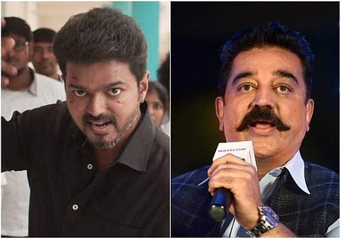 Actors Vijay and Kamal Haasan (Photo | YouTube and PTI)