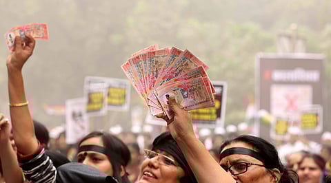Protest against noteban in New Delhi. (File photo | EPS)