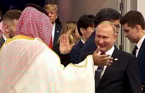Saudi Crown Prince Mohammed bin Salman and Vladimir Putin. (Photo | AFP)