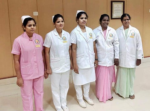 Government hospital nurses in new uniforms. (Photo: EPS)