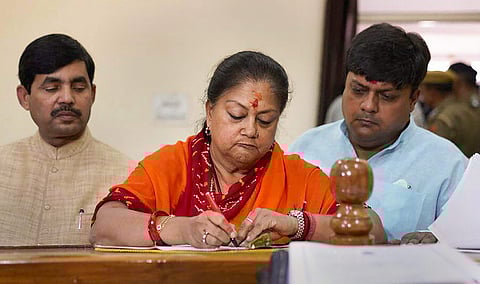Outgoing CM Vasundhara Raje (File photo | PTI)