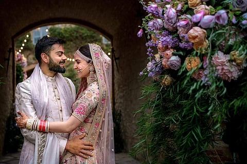 The star couple fondly addressed as 'Virushka' by fans, tied the knot last year in Tuscany, Italy. (Photo | Twitter)