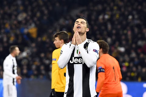 Juventus' Cristiano Ronaldo reacts after a missed chance against Young Boys (Photo | AP)