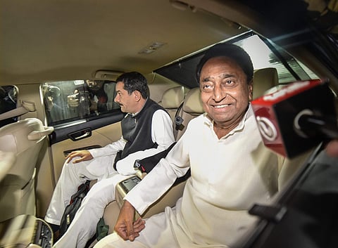 Madhya Pradesh Congress leader Kamal Nath leaves after a meeting with party President Rahul Gandhi at his residence in New Delhi (photo | PTI)