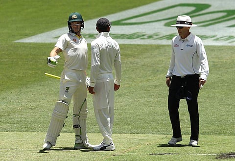 Virat Kohli and Tim Paine during their on-field altercation. (Photo | Twitter/ICC)
