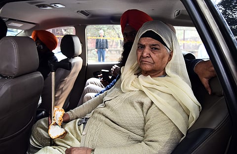 Jagdish Kaur whose husband was killed during 1984 anti-Sikh riots leaves after the Delhi High Court convicted Congress leader Sajjan Kumar for criminal conspiracy promoting enmity acts against communal harmony in the case and sentenced him to life impriso