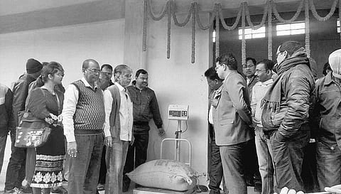 Collector V Bhardwaj inaugurating a paddy procurement centre at Jashipur in Mayurbhanj | Express