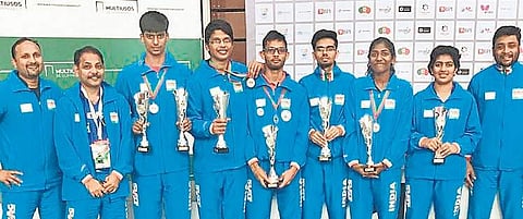 Members and staff of the India junior team during the Portugal Open