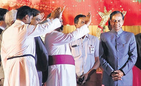 Chief Minister K Chandrasekhar Rao during Christmas celebrations at LB Stadium in Hyderabad on Friday | S Senbagapandiyan