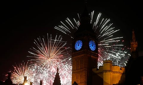 Fireworks explode over the Big Ben in London (FILE | AP)