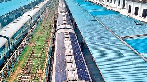 Solar panels have been installed on the roofs of six coaches of Jan Shatabdi Express | express