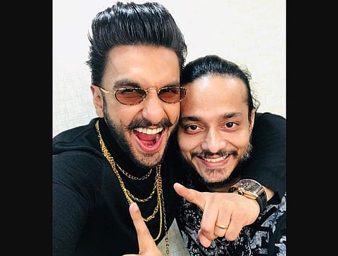 Ranveer Singh, the hero of Simmba, with music composer Tanishk Bagchi. (Photo | Twitter)
