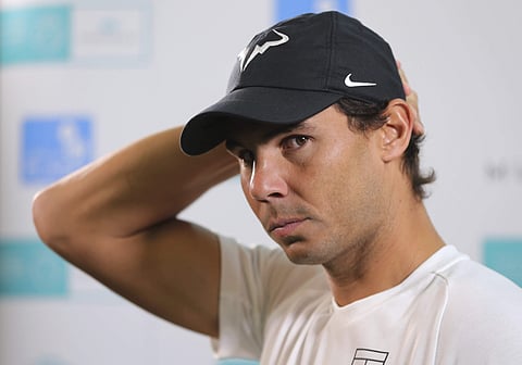 Rafael Nadal of Spain talks to journalists on the opening day of the Mubadala World Tennis Championship in Abu Dhabi (Photo | AP)