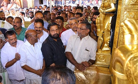 Kerala Devaswom minister Kadakampally Surendran at Sabarimala. (Photo| Shaji Vettipuram/EPS)