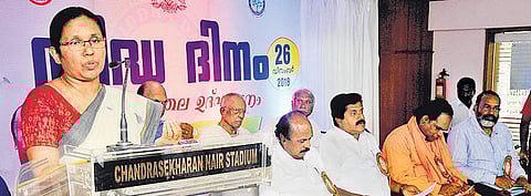 Health and Social Justice Minister K K Shailaja at the inaugural function of the the Siddha day celebrations on Wednesday | Express