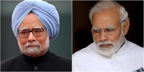Manmohan Singh and Narendra Modi (Photos | File)