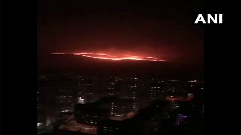 A massive fire erupted in the thick forests of Aarey Colony (Photo|ANI)