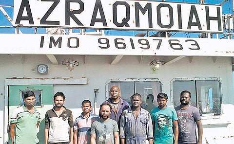 The stranded sailors on M V Azraqmoiah