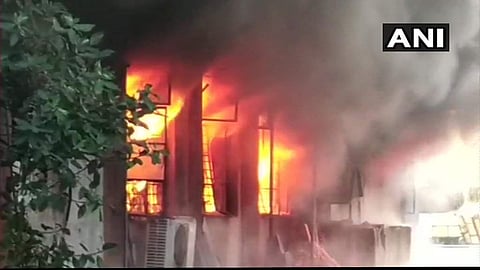 Fire at cloth factory in Thane. (Photo| ANI)