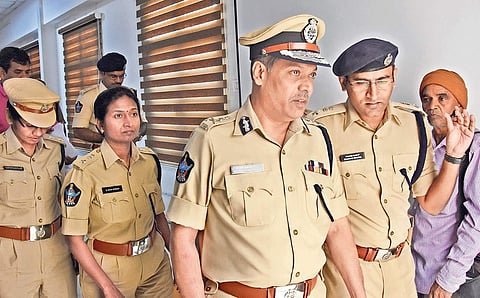Commissioner of Police Ch Dwaraka Tirumala Rao during a meeting at Command Control Centre in Vijayawada | P Ravindra Babu