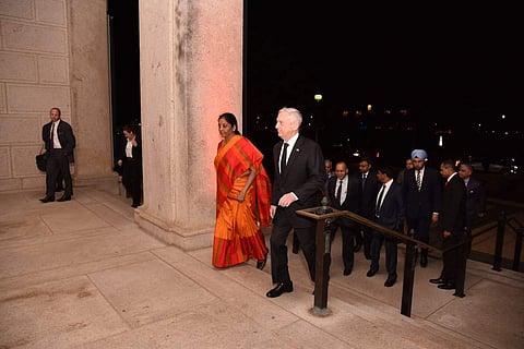 Union Defence Minister Nirmala Sitharaman and US Defence Secretary James Mattis. (Photo | Twitter)