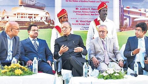 Dignitaries at the inauguration of RCT Amaravati bench on Friday | EXPRESS