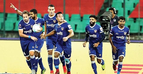 Chennaiyin FC players during their previous meeting with Delhi Dynamos (FIle)