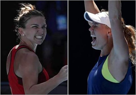 Simona Halep and Caroline Wozniacki (File photo | AP)