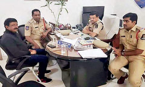 CCS police in Hyderabad questioning Ram Gopal Varma who appeared before them on Saturday in connection with obscenity case. (Picture sourced from Instagram)