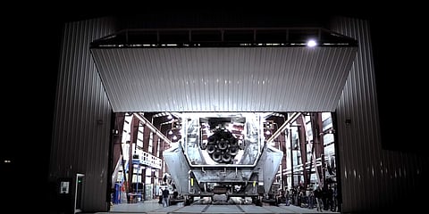 A Falcon 9 rocket being prepared for launch. (YouTube | SpaceX)