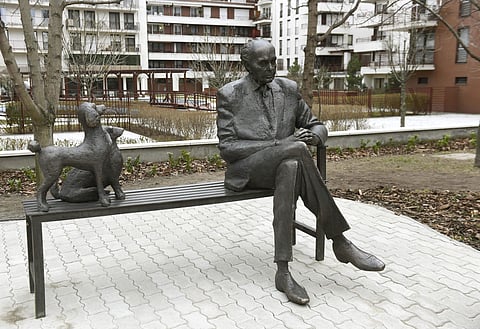 The statue of late US Congressman of Hungarian origin Tom Lantos photographed after its ceremonial unveiling in Budapest, Hungary. | AP