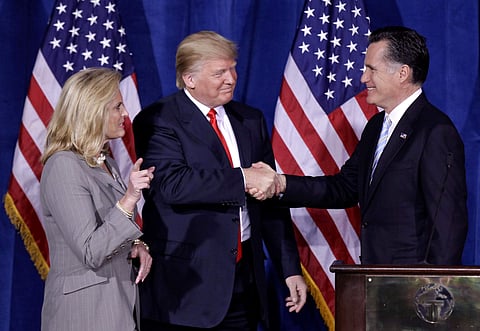 File photo of Donald Trump and Mitt Romney | AP