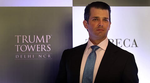 Donald J. Trump jr. before the meeting with Trump Tower promotors in New Delhi on Tuesday | AP