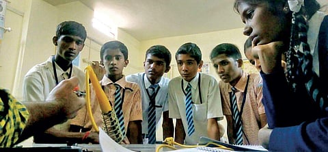 Students of Agara Government HS at one of the demonstrations