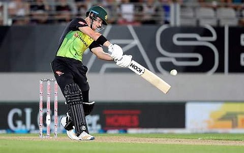 Australia's D'Arcy Short bats during the Twenty20 Tri Series international cricket match between New Zealand and Australia at Eden Park in Auckland on February 16, 2018. |AFP