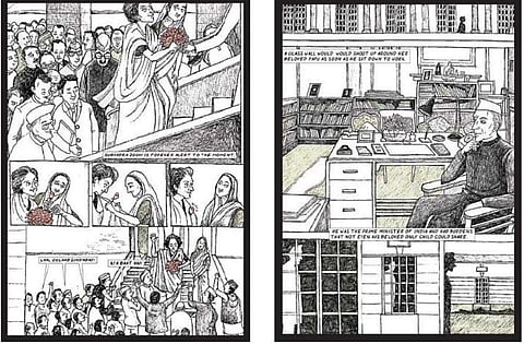 Indira, told novelly using graphic art: An illustrative biography of Indira Gandhi