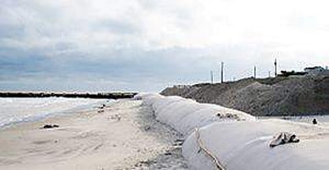Geo-tubes instead of granite blocks to fight sea erosion