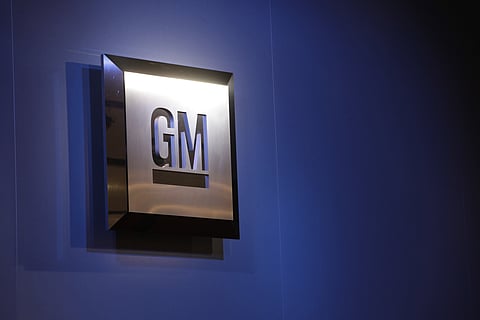 The General Motors logo is seen on display at the North American International Auto Show in Detroit. | AP